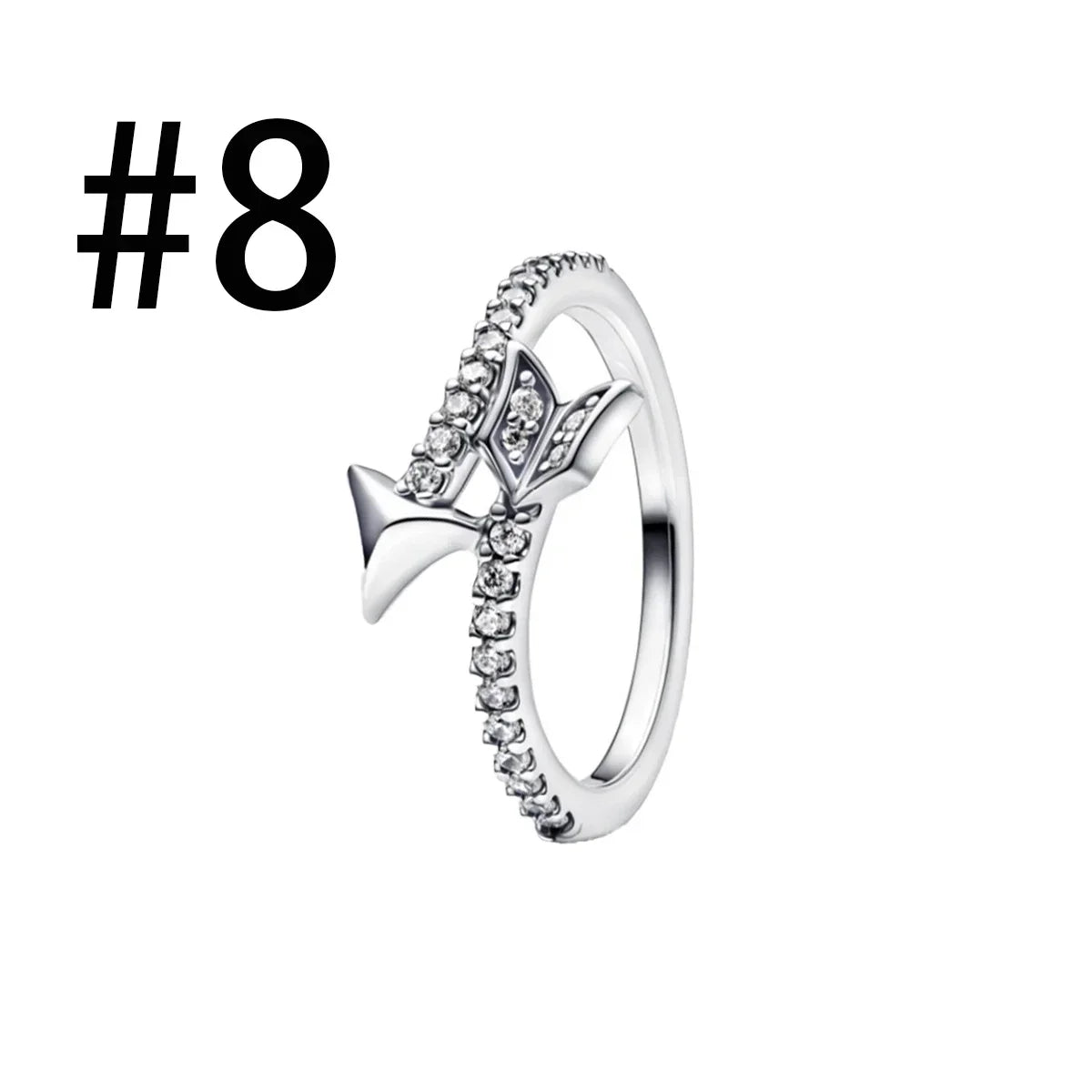 New Original 925 Sterling Silver Crown Bow Heart Set Ring Necklace Earring Crystal Women Valentine's Birthday Gift DIY Jewellery