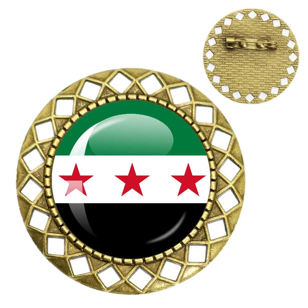 Syria National Flag Glass Cabochon Pendant Keychain Metal Keychain Fashion For Women Men Charm Handmade Car Keyring Jewelry Gift