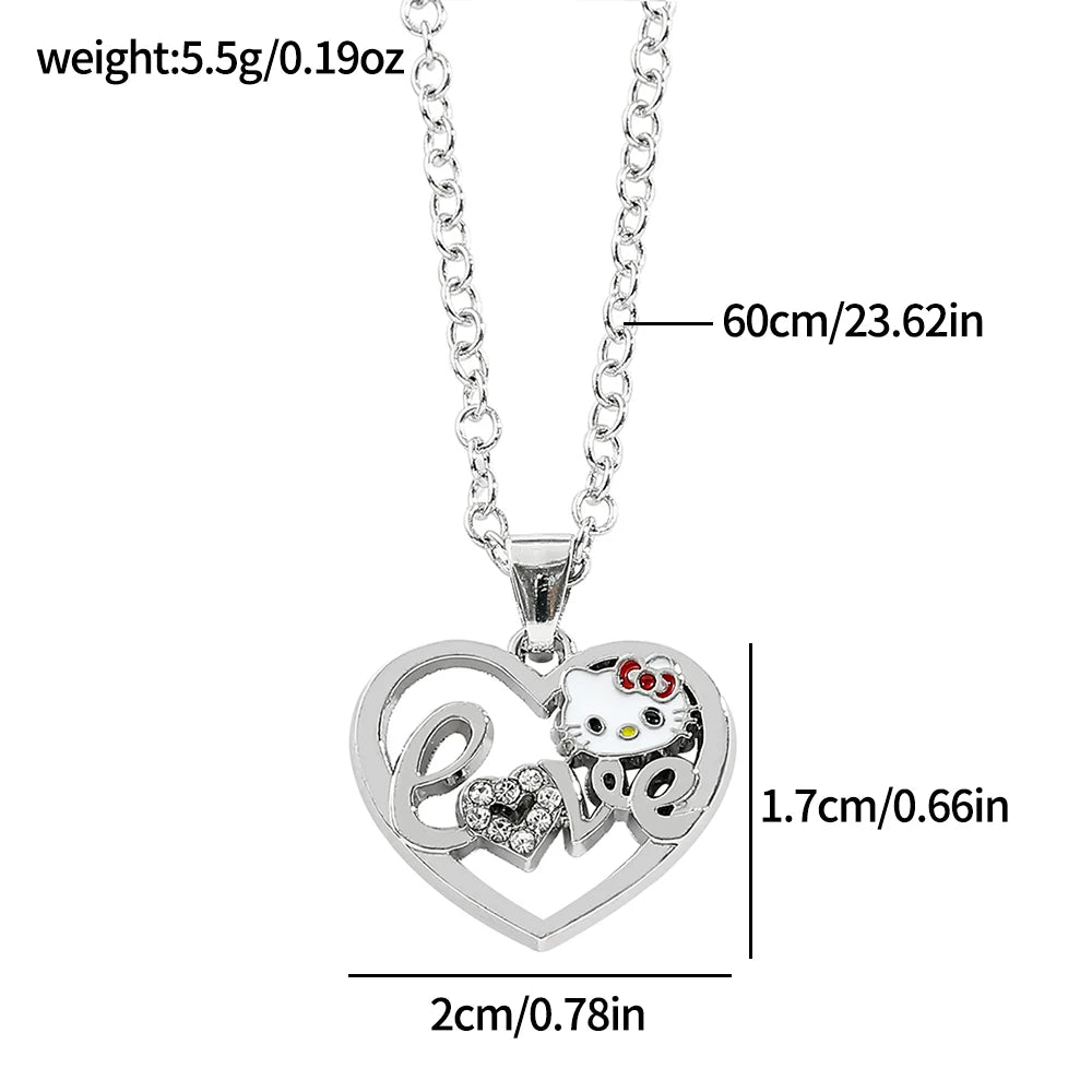 Sanrio HelloKitty Collection Sweet Cute Creative Enamel Pendant Necklace Fashion Charm Jewelry Girl Party Gift