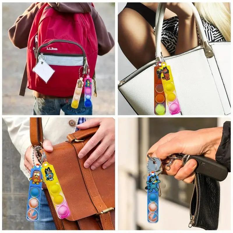 Bluey silicone round long bubble pendant silicone color decompression backpack pendant Bluey's friends keychain Halloween gift