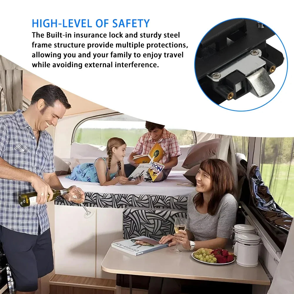 RV Door Lock Replacement with Paddle Deadbolt, Camper Entry Door Latch with Keys for Cargo Hauler Horse Trailer Truck