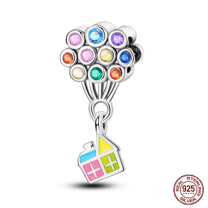 Luminous Bulb Charms Fit Qikaola Original Bracelet 925 Sterling Silver Colorful Balloon House Tram Charms Beads DIY Jewelry Gift