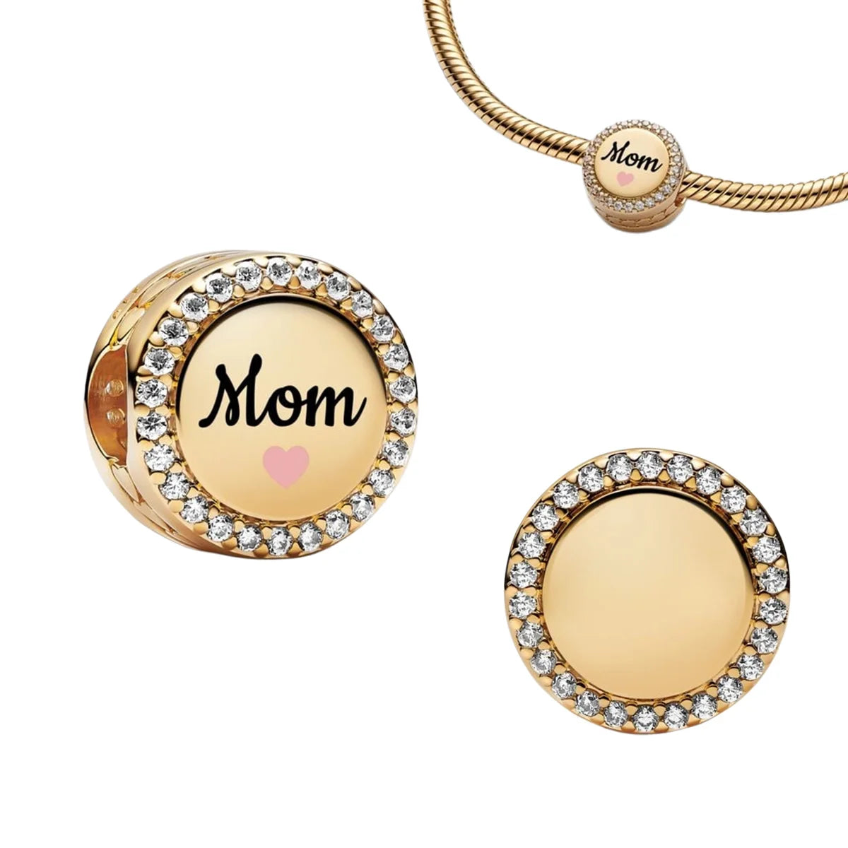 Pink Bow Ring Set Original 925 Sterling Silver Colorful Zircon Ring Earrings Bracelet Necklace Original DIY Women's Jewelry Gift