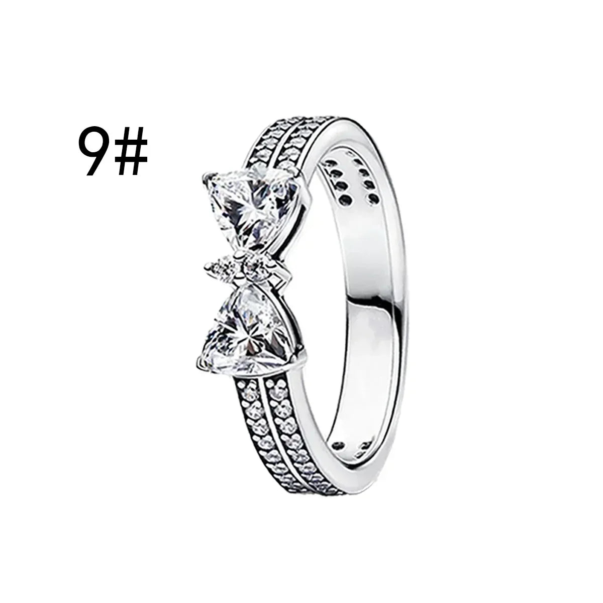 New 925 Silver Shining Ring Colorful Bow Tie Set Zircon Ring Earrings Bracelet Necklace Original For Women DIY Fine Jewelry Gift