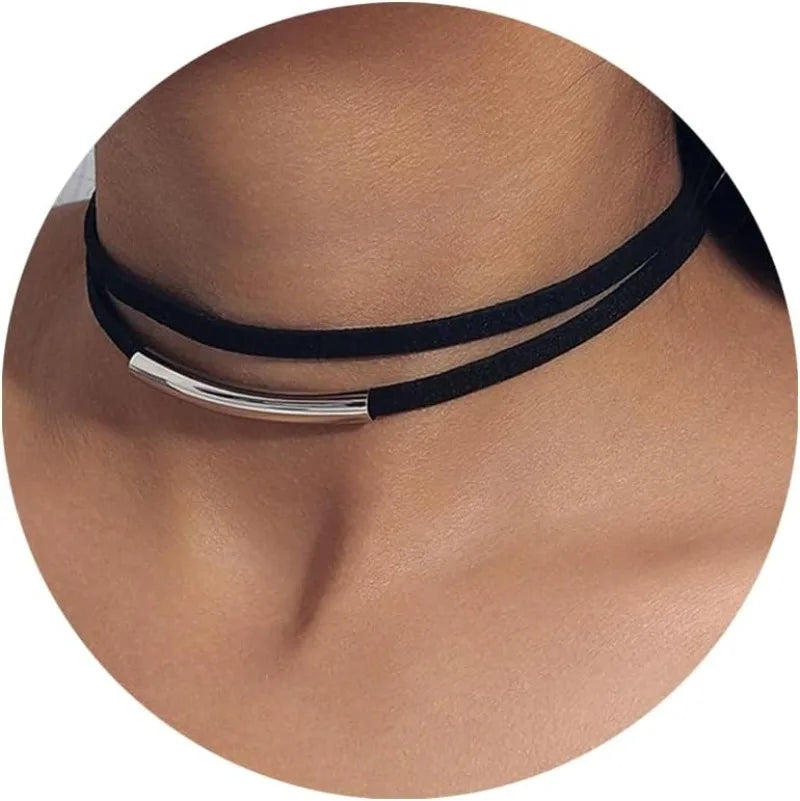 Black Necklaces for Women, Adjustable Layered Velvet Leather Lace Collar choker Necklaces, Goth Jewelry Gifts.