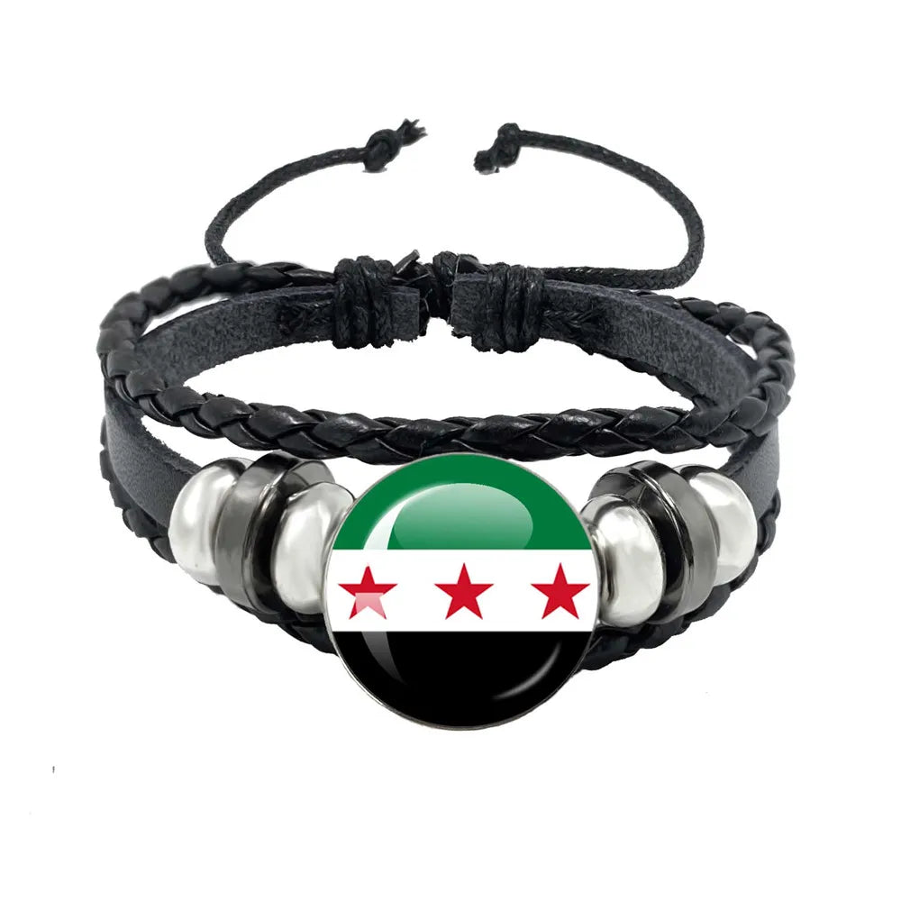 Syria National Flag Glass Cabochon Pendant Keychain Metal Keychain Fashion For Women Men Charm Handmade Car Keyring Jewelry Gift