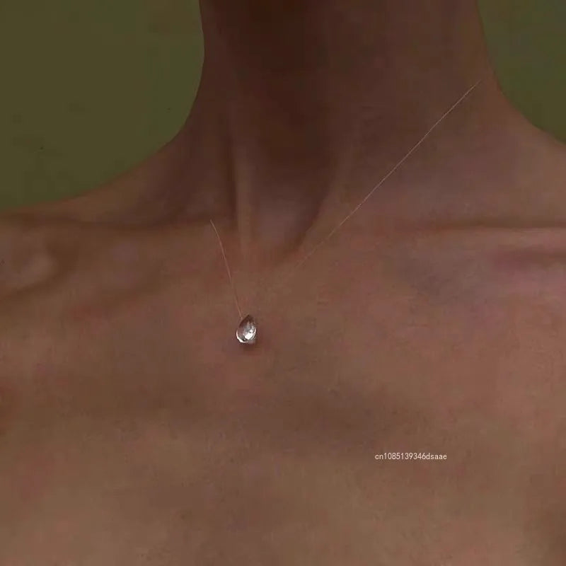 Handmade Water Drop Necklace, Raindrop Earrings, Resin Ice-Clear Dewdrop Jewelry, Alloy Women's Elegant Accessories