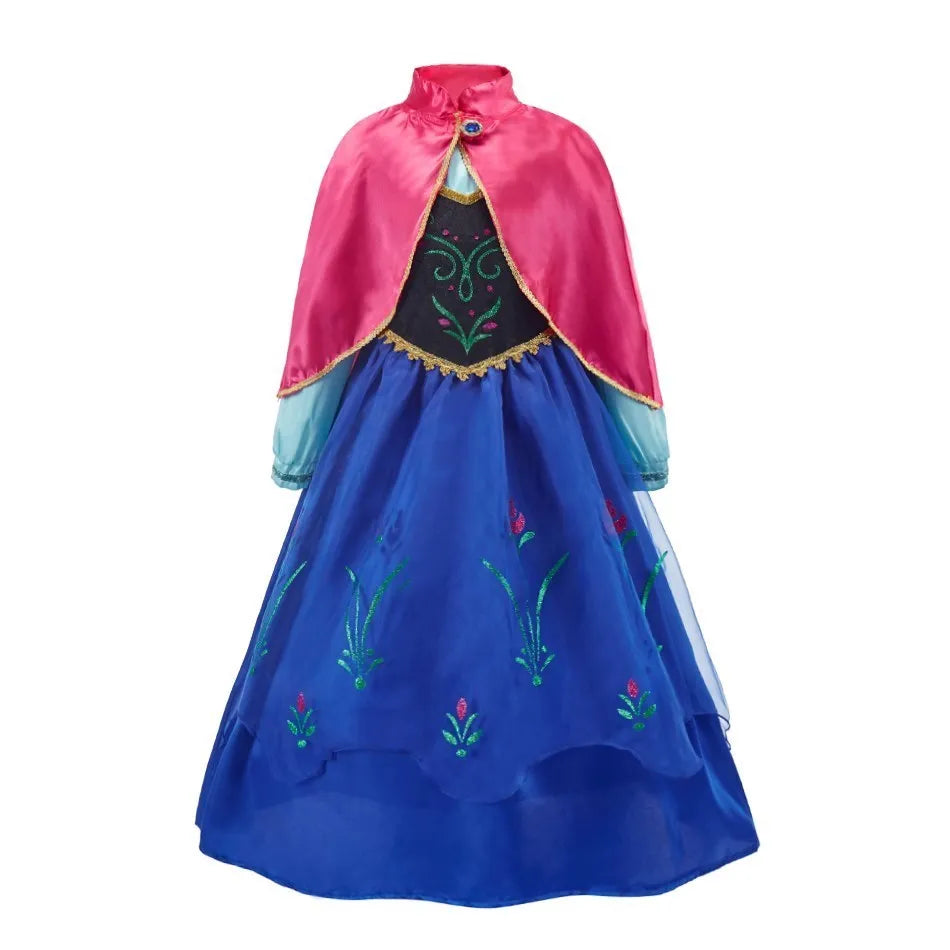 Girl Princess Cinderella Dress Elsa Anna Mermaid Jasmine Belle Snow White Costume Girls Birthday Party Halloween Dress 2-10 Year