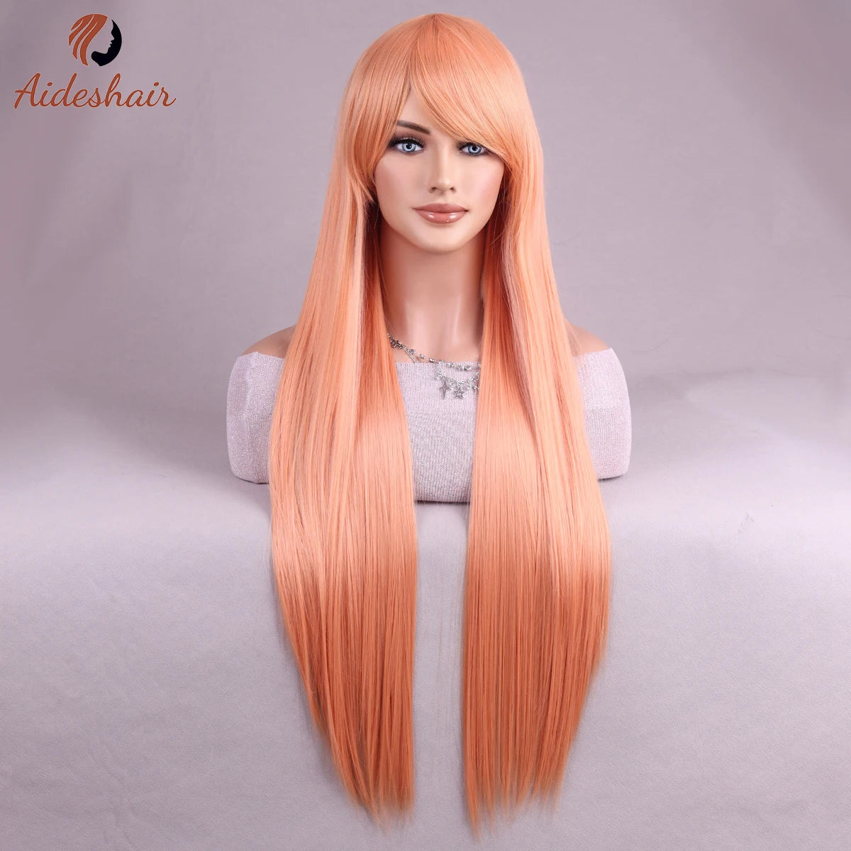Halloween wine-red European and American long straight wig for women heat-resistant fiber synthetic wig for daily Cosplay