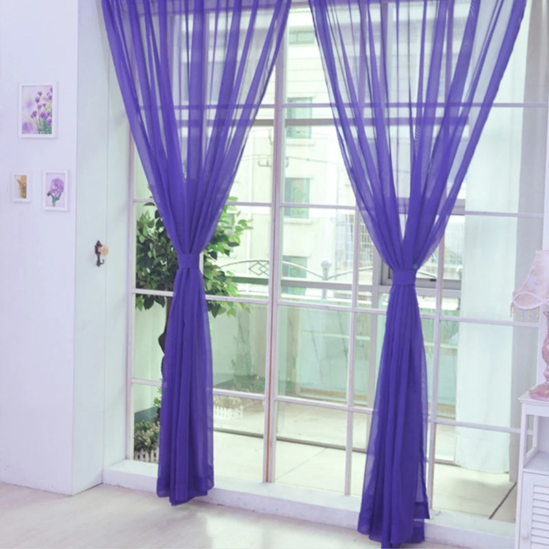 1PC Transparent Window Gauze Mesh Solid Color Curtain Household Products Europe Style Easy To Install Curtain Room Tulle Curtain