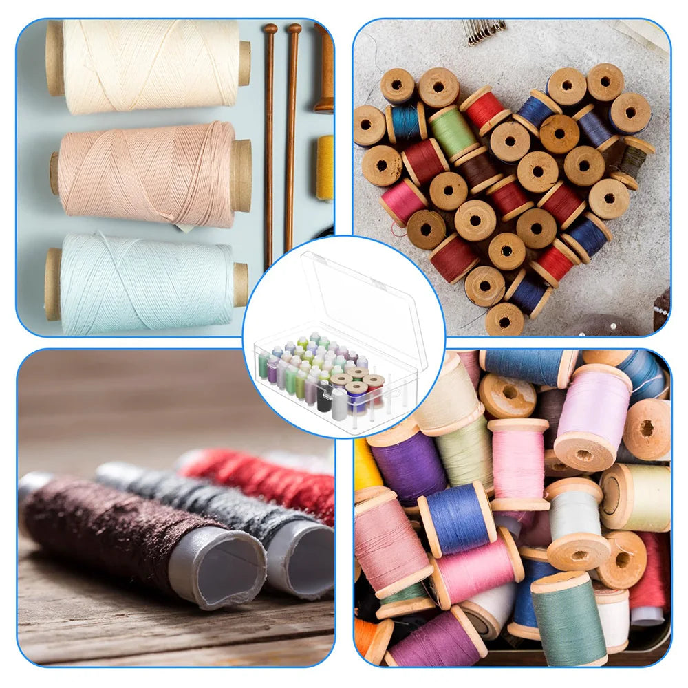 42 Spools Sewing Thread Box Storage, Clear Plastic Thread Spools Holder, Embroidery Organizer Bobbins Storage Case