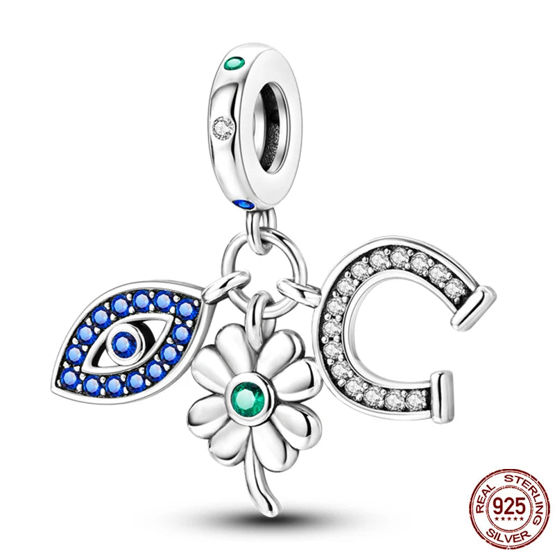 100% Real 925 Sterling Silver Classic Devil's Eye Charms Beads For Women Fit Original Qikaola Bracelets Fine DIY Jewelry Making