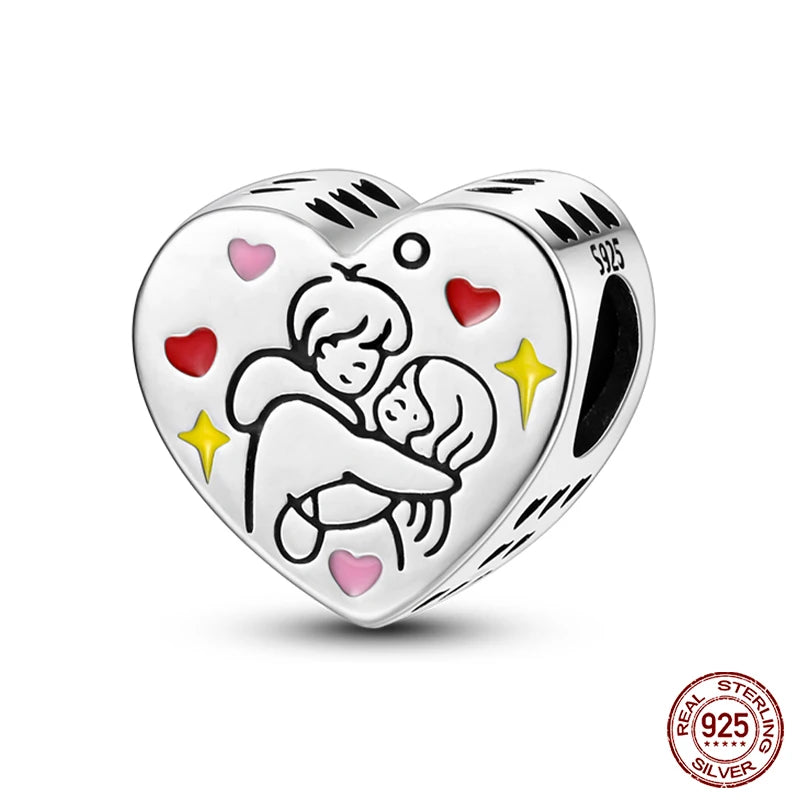 925 Sterling Silver Romantic Heart Series Charms Beads Fit Qikaola 925 Original Bracelet DIY Mother's Day Jewelry Gifts