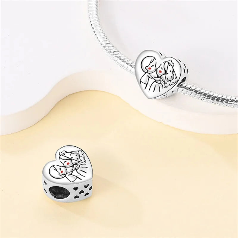 925 Sterling Silver Romantic Heart Series Charms Beads Fit Qikaola 925 Original Bracelet DIY Mother's Day Jewelry Gifts