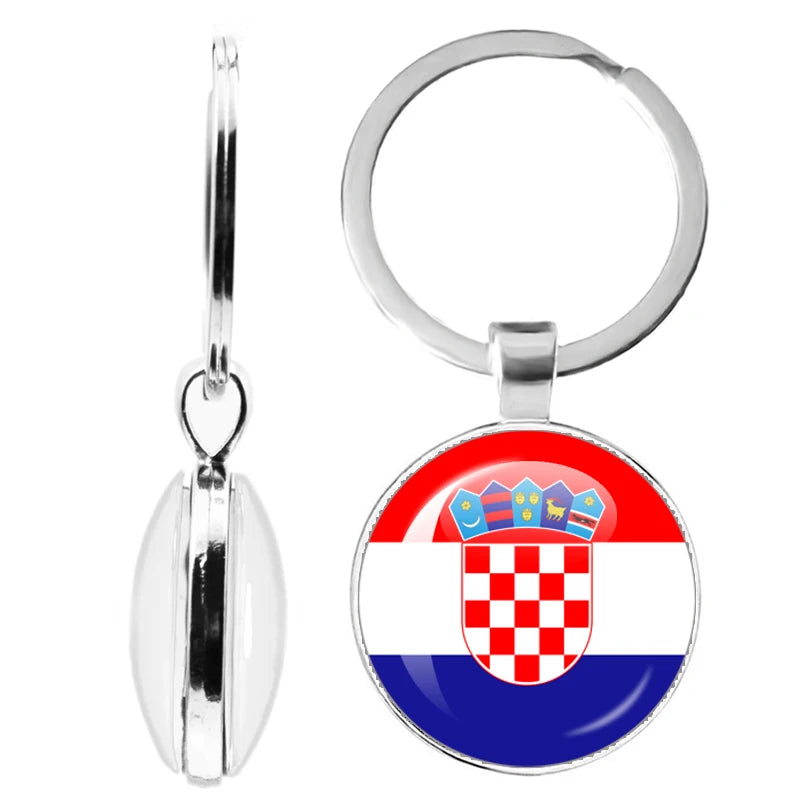 National Flag Glass Double-Sided Keychain Ethiopia Islas Canarias Kenya Sudan Madeira Melilla South Sudan Ceuta Seychelles