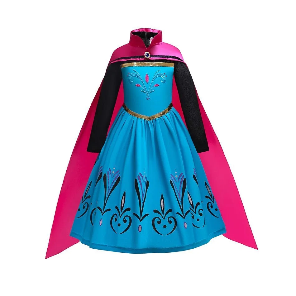 Girl Princess Cinderella Dress Elsa Anna Mermaid Jasmine Belle Snow White Costume Girls Birthday Party Halloween Dress 2-10 Year