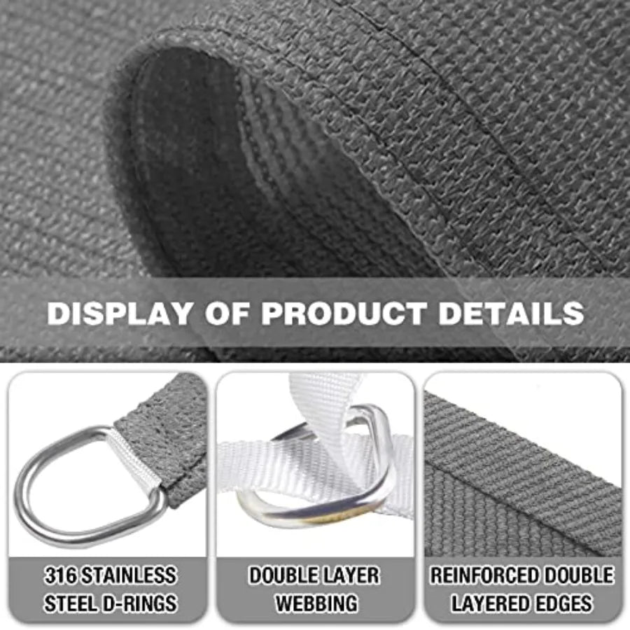 10' X 30' Dark Grey Rectangle Sun Shade Sail 185GSM Shade Sail Canopy 95 UV Block Sun Shade for Outdoor Patio Garden Backyard W