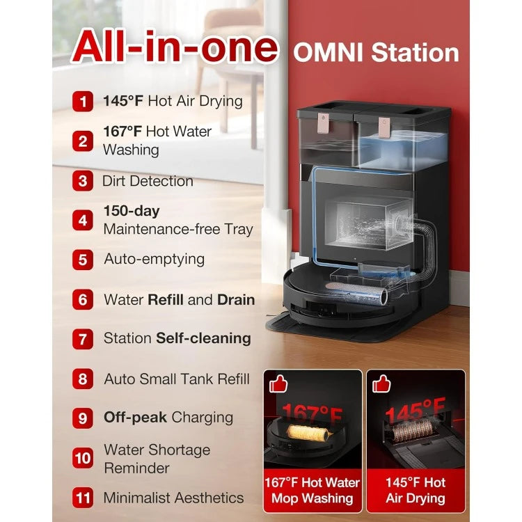 S14 Plus Robot Vacuum and Mop, 18,000Pa Suction, OZMO Roller Mopping, ZeroTangle 2.0, TruEdge 3D Sensor, All-in-One Statio
