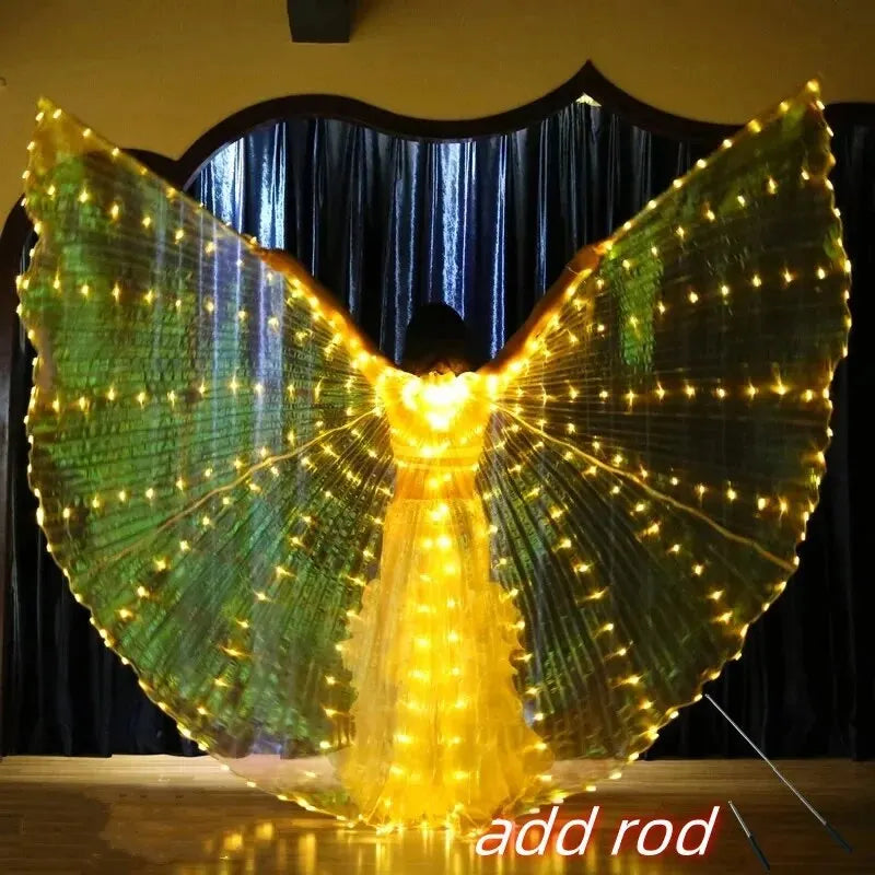 Angelodini LED Wings Adult Children Costume Cape Circus Led Light Luminous Costumes Party Show Led Isis Wings Dancewear