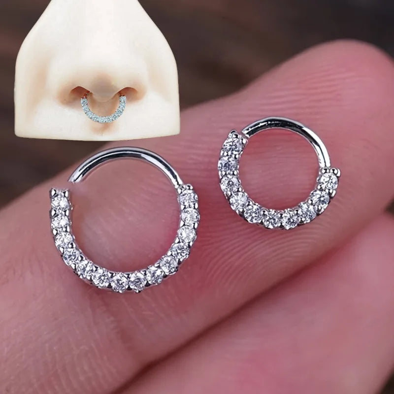 Fashion Single-row Miniature Zircon Nose Rings for Women Fine Drill Exquisite with Drill Opening Fake Nose Piercing Jewelry