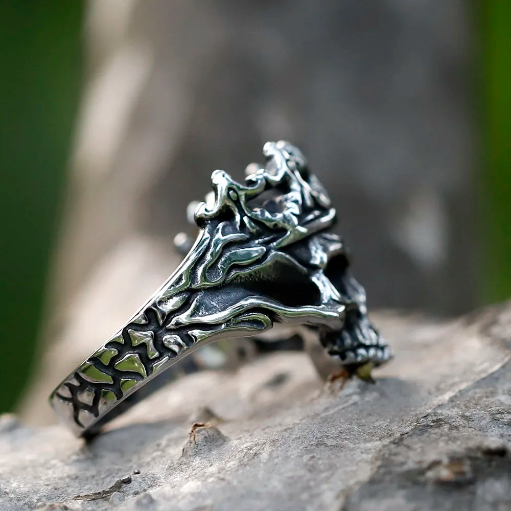 2022 NEW Men's 316L stainless steel rings Vintage Halloween Gothic Calvarium Skull punk ring fashion jewelry free shipping