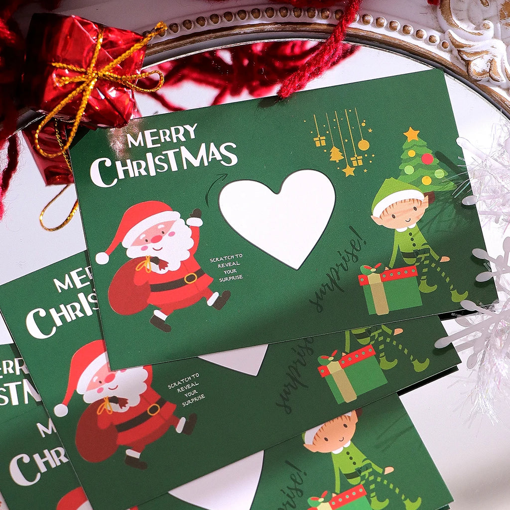 10Pcs/20Pcs Creative Merry Christmas Themed Lucky Scratch-Off Cards, Cute Cartoon Santa Claus Design Surprise Greeting Cards