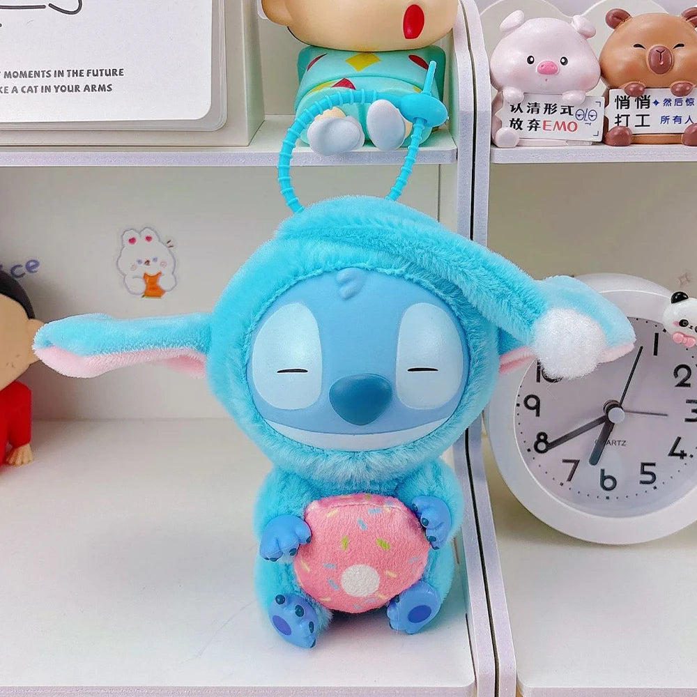 Stitch Plush Toy Lilo&stitch Keychain Keyring Doll Kawaii Accessories Eat Something Before Sleep Series Bag Pendant Girl Gift