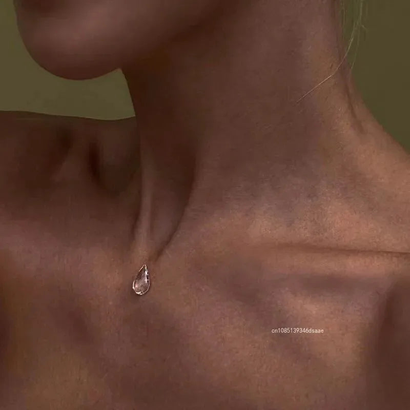 Handmade Water Drop Necklace, Raindrop Earrings, Resin Ice-Clear Dewdrop Jewelry, Alloy Women's Elegant Accessories