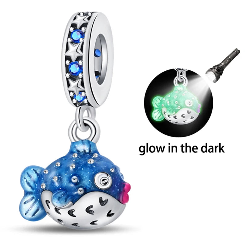 Fashion 925 Sterling Silver Summer Ocean World Series Sea Turtle Starfish Crab Octopus Charms Beads Fit 925 Bracelet DIY Jewelry