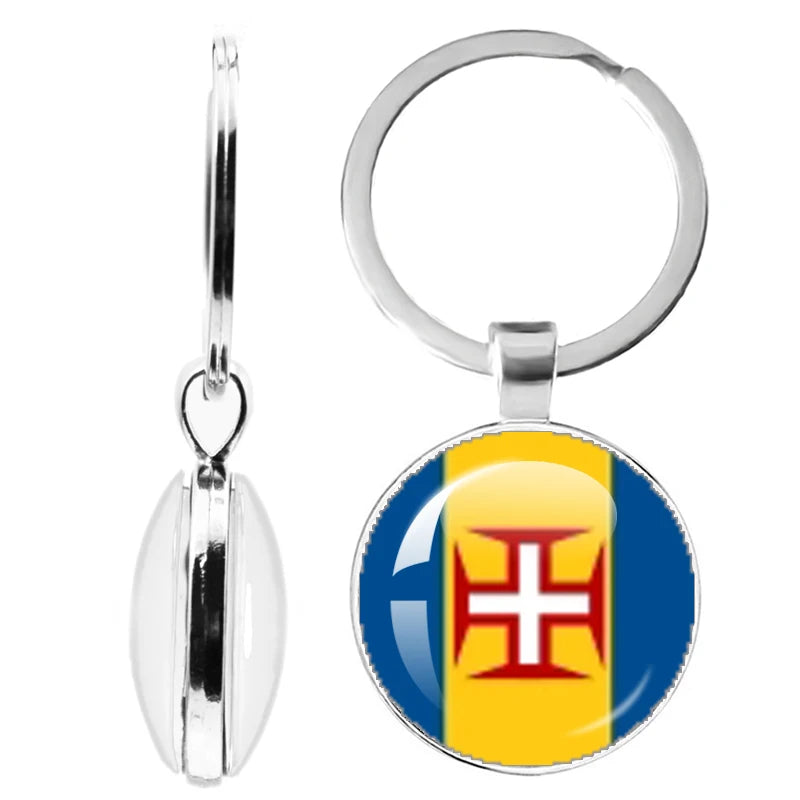 National Flag Glass Double-Sided Keychain Ethiopia Islas Canarias Kenya Sudan Madeira Melilla South Sudan Ceuta Seychelles