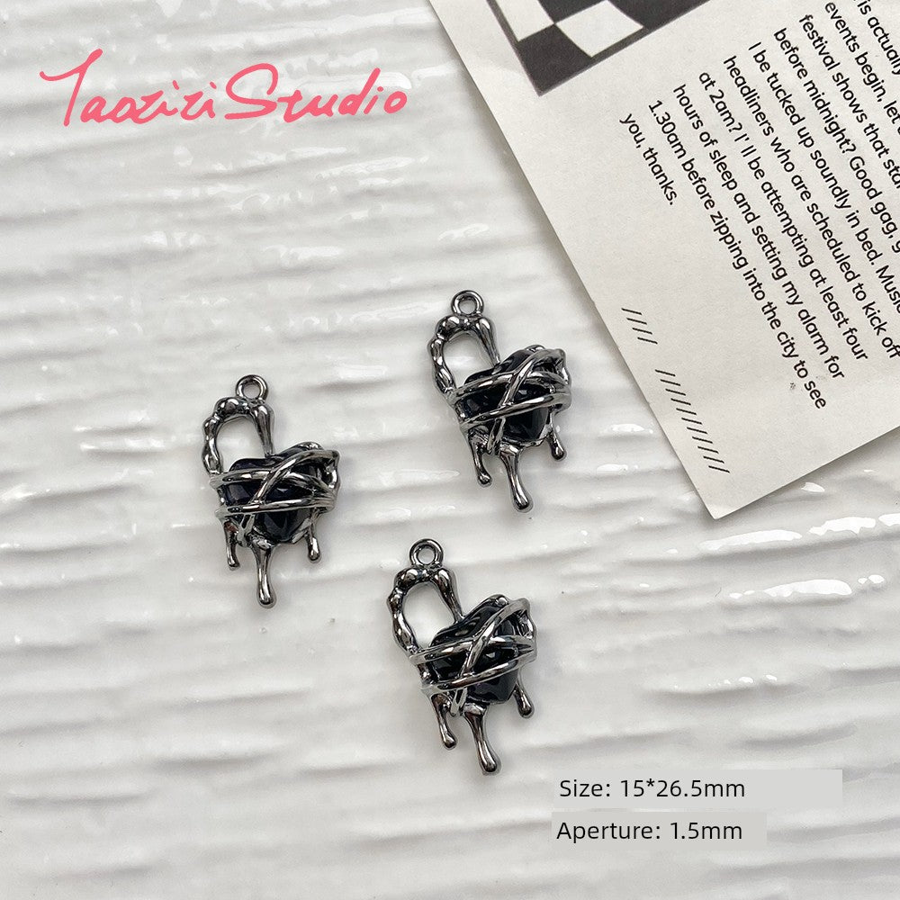 Sweet Cool Black Pink Sexy Liquid Alloy Pendant DIY Handmade Beaded Material Bracelet Necklace Ornament Bead Accessories