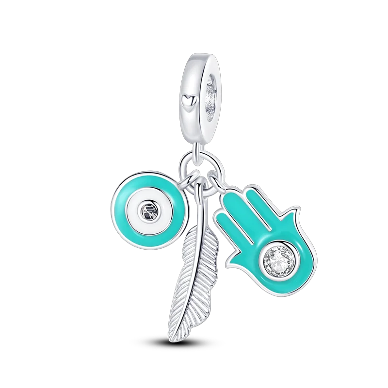 New 925 Sterling Silver Cactus Four Leaf Clover Charm Spring Green Series Bead Pendant For Original Beads Bracelet DIY Jewelry