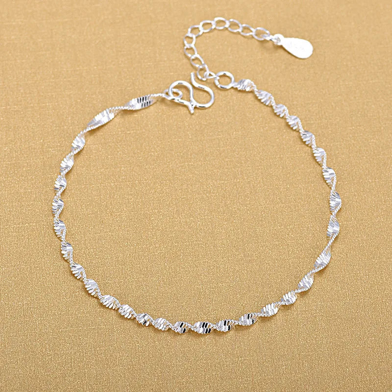 8 Inch 18K Gold Bracelet 5MM Sideways Chain Bracelet For Woman Men Fashion Wedding Engagement 925 Sterling Silver Jewelry Gifts