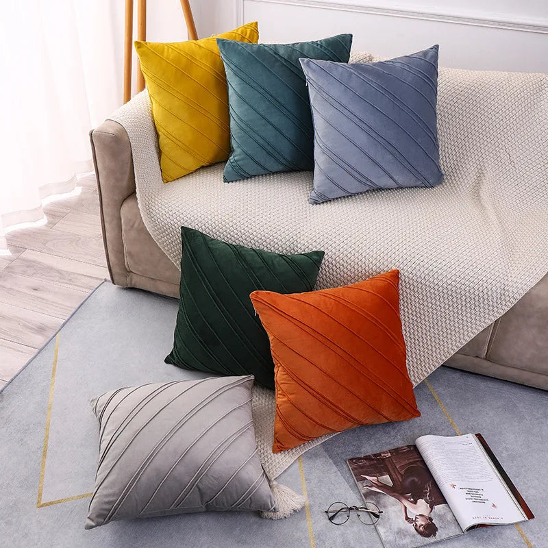 1PC Solid colour velvet plaid pillow set sofa cushion office lumbar cushion lumbar protection Dutch velvet bedside cushions