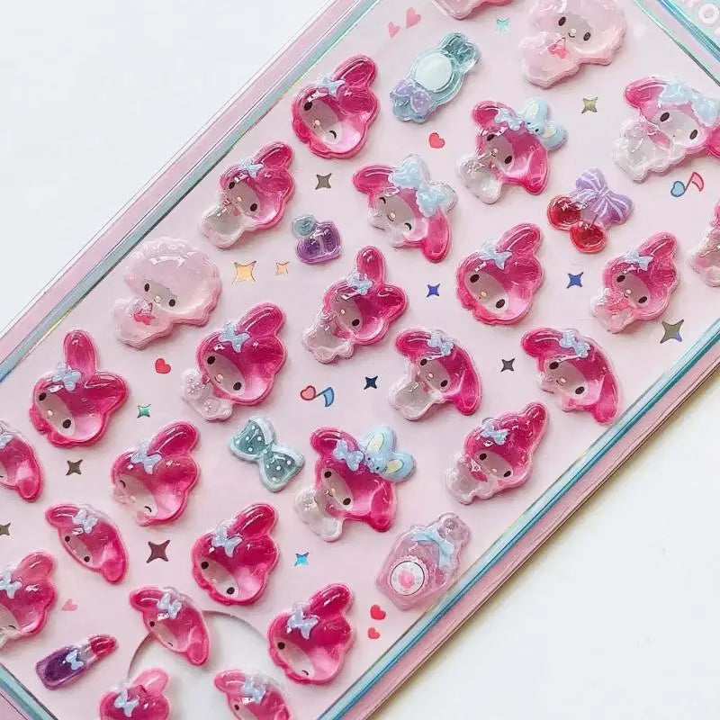 2025 New Hellokitty Hangyodon Cinnamoroll 3Dtransparent Jelly Sticker Crystal Decorative Stickers Children's Phone Casesdiy Toys