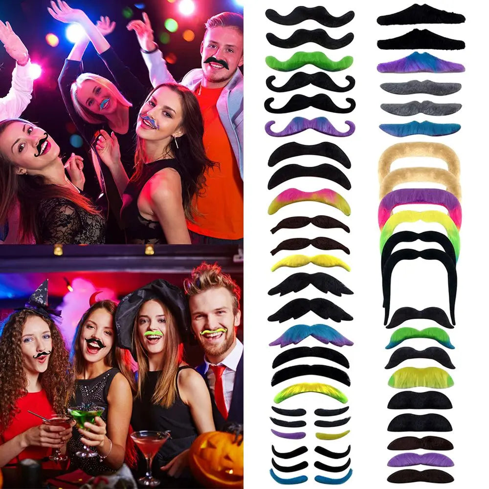 48 Pcs Fake Mustaches Self Adhesive Novelty Mustache Fiesta Party Supplies Halloween Fancy Costume Fake Moustaches Stickers