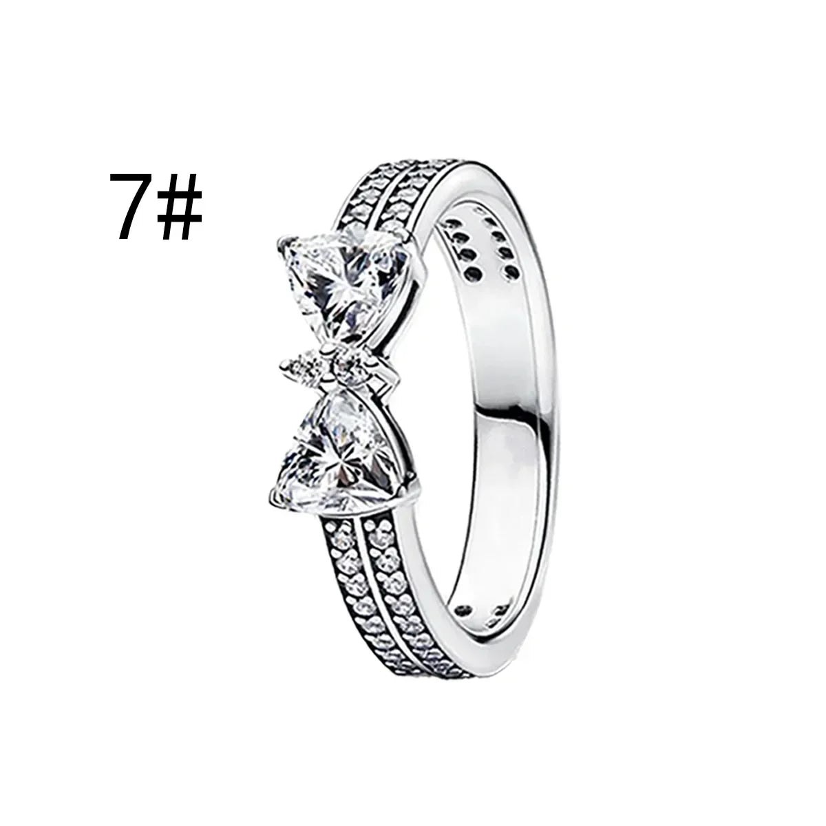 Pink Bow Set Original 925 Sterling Silver Colorful Zircon Ring Earrings Bracelet Necklace Original DIY Women's Jewelry Gift