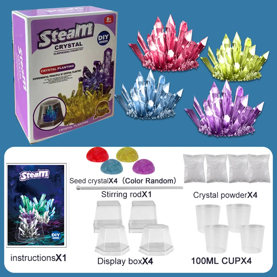 Crystal planting experiments, Science and education toys, DIY growable crystals, Color Random, Christmas/Halloween Gifts