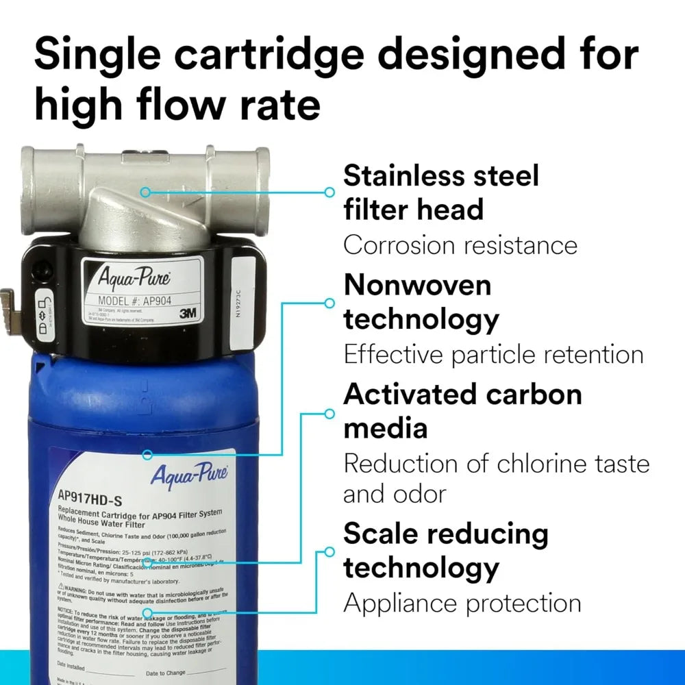 HOME Whole House Sanitary Quick Change Replacement Water Filter AP917HD-S, For System AP904, Reduces Sediment