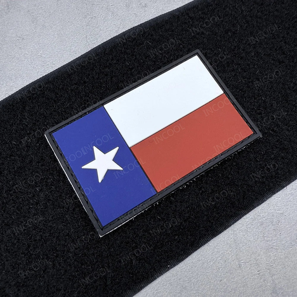 State of Texas Flag Full Embroidery Patches PVC Rubber Appliques TX Lone Star Tactical Decoration Badges For Clothing Backpack