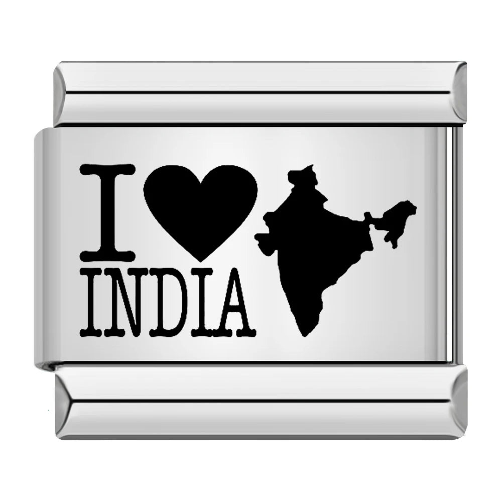 Fashion Romantic Heart I Love Dad Mum You Dogs Links Charm Fit 9mm Bracelet Stainless Steel Valentine's Day Jewelry DIY Making