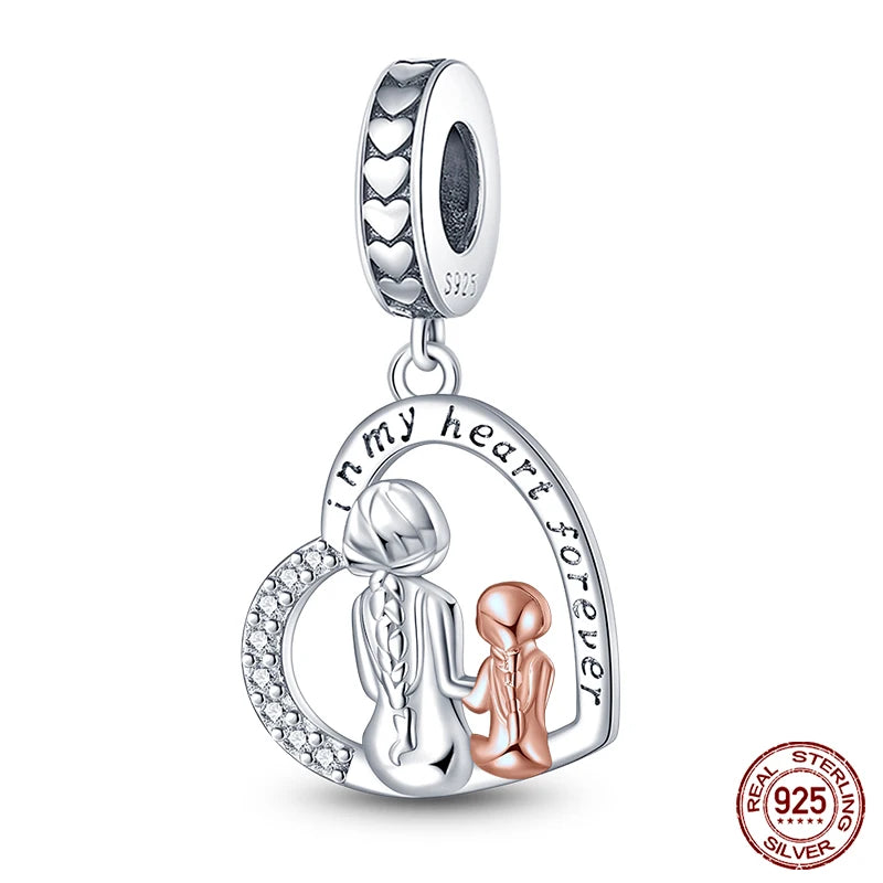 925 Sterling Silver Romantic Heart Series Charms Beads Fit Qikaola 925 Original Bracelet DIY Mother's Day Jewelry Gifts