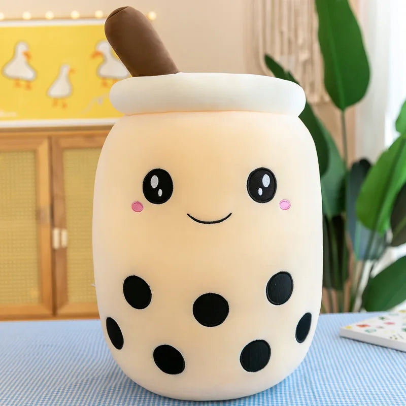 24CM Cute Stuffed Boba Plush Bubble Tea Real-life Bubo Food Milk Cup Plushie Pillow Soft Kawaii Plush Toys Gifts for Kids Baby