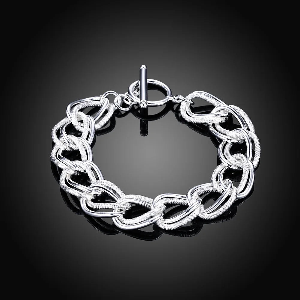 Hot Sale 925 Sterling Silver Chain Solid Bracelet for Women Mens Charm Party Gift Wedding Fashion Jewelry