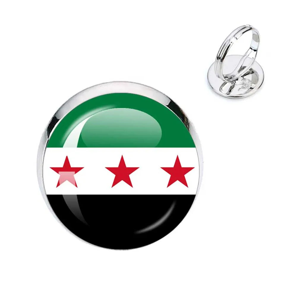Syria National Flag Glass Cabochon Pendant Keychain Metal Keychain Fashion For Women Men Charm Handmade Car Keyring Jewelry Gift