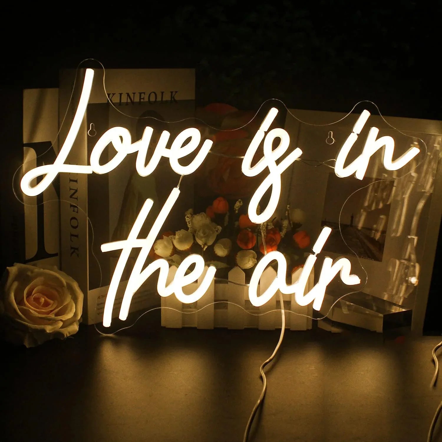 Love is in The Air LED Neon Sign for Wall Decor Wedding Neon Light for Bedroom Home Bar Wedding Party Gift,USB