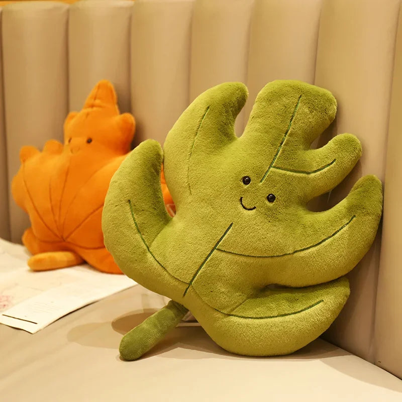 Plush Leaf Pillow Kawaii Plushie Lifelike Cushion Room Decor Stuffed Plant Toy 3D Leaves Household Sofa Pillow Cute Green Girl