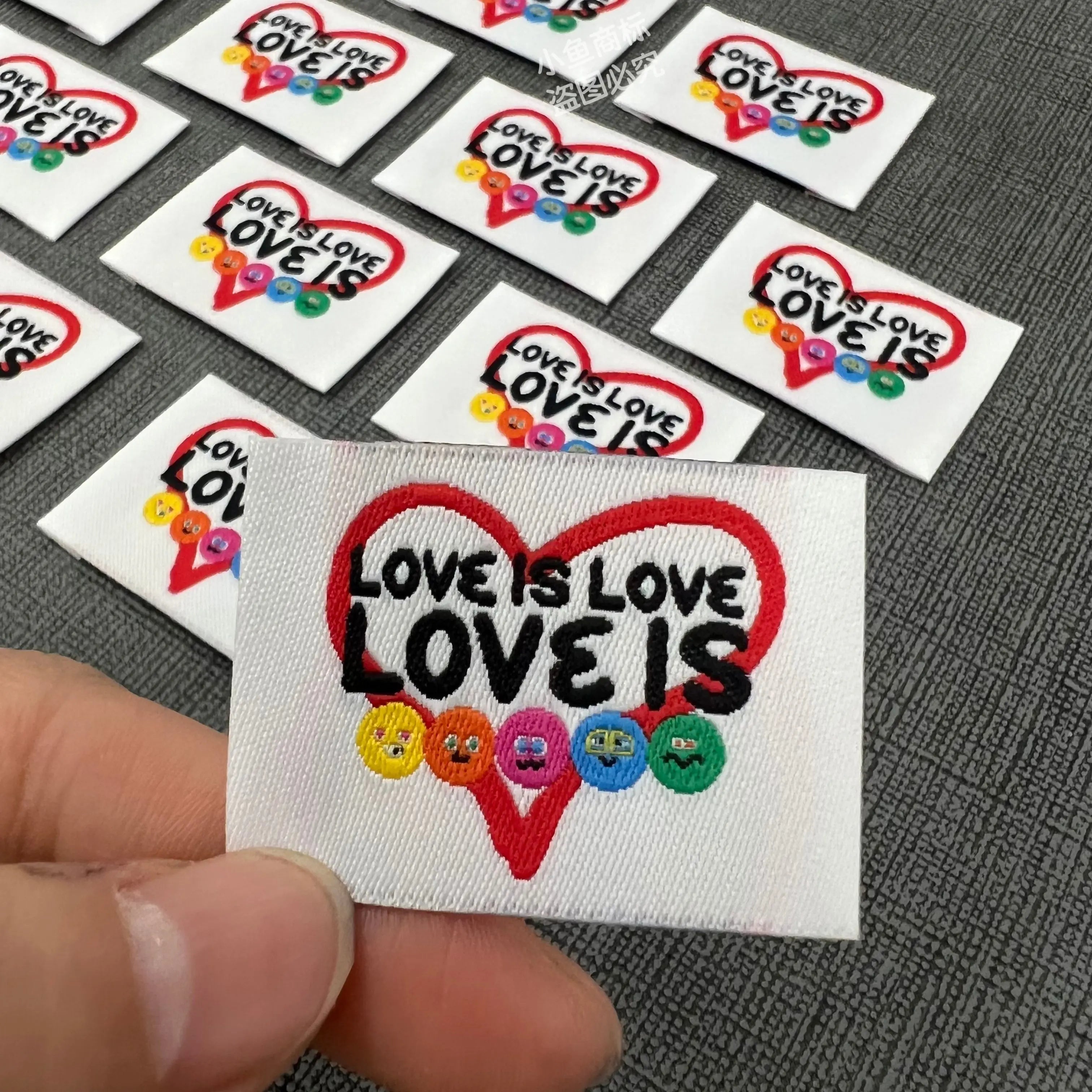 LOVE IS LOVE Woven Label - Cute Cartoon Letter Fabric Patch - DIY Sewing Embroidered Tags for Clothing/Bags/Crafts - Ready Stock