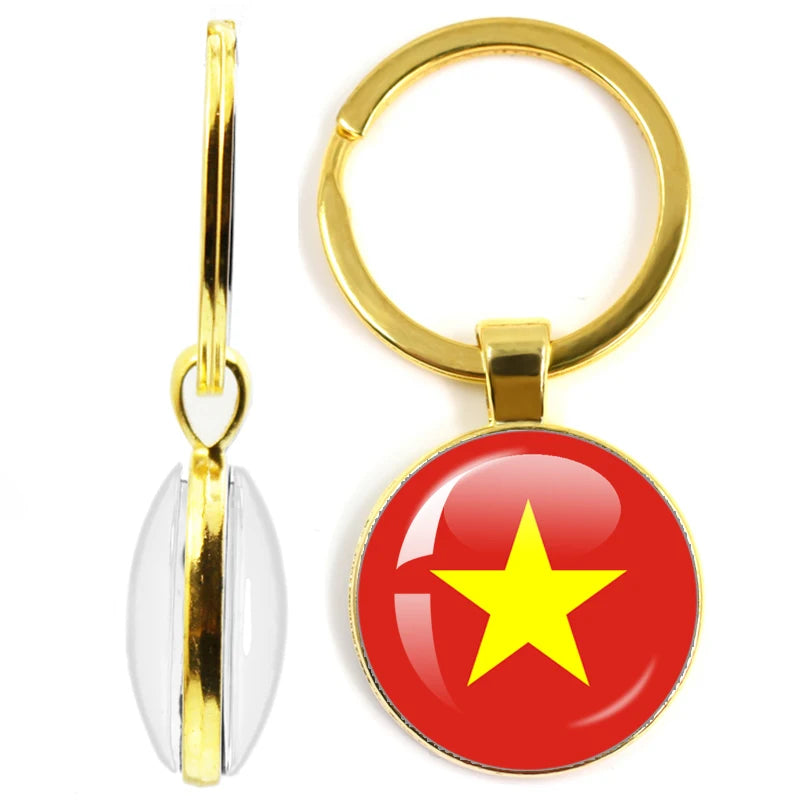 National Flag Glass Double-Sided Keychain Ethiopia Islas Canarias Kenya Sudan Madeira Melilla South Sudan Ceuta Seychelles