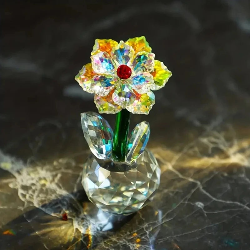 Sparkling Sunflowers Glass Figurine Crystal Dream Flower Centerpieces Decoration